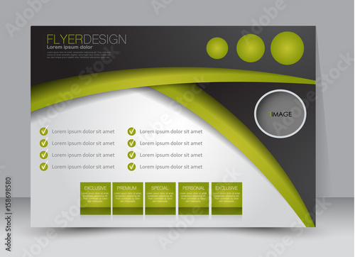 Flyer, brochure, billboard template design landscape orientation for education, presentation, website. Green and black color. Editable vector illustration.