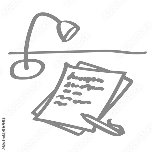 Handgezeichnetes Schreibtisch-Icon in grau