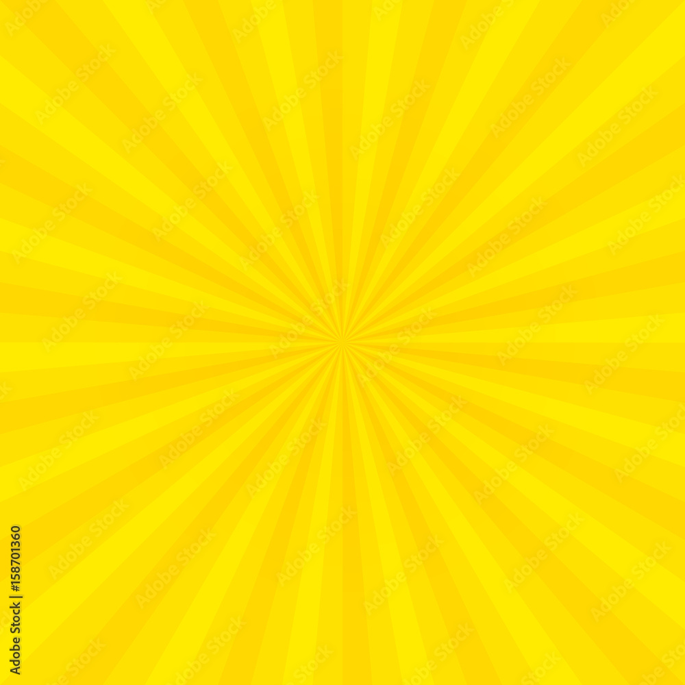 Sun rays, sunburst, light rays, sunbeam background abstract yellow and orange colors summer season.