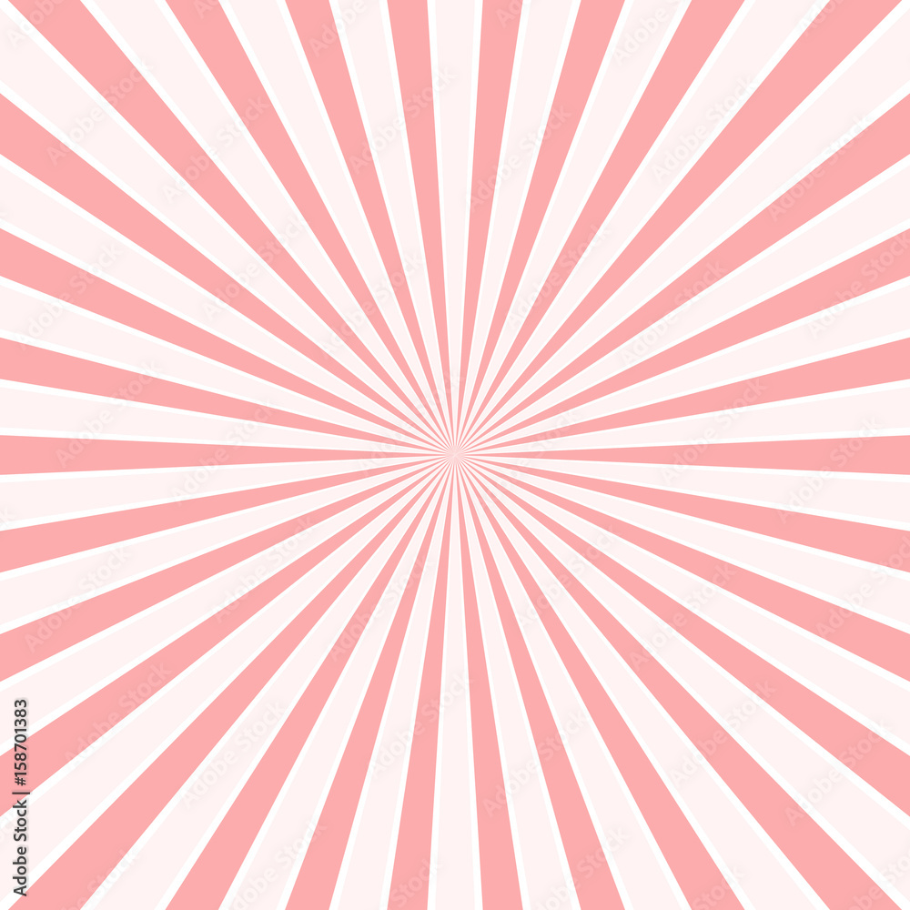 Sun rays, sunburst, light rays, sunbeam background abstract pink two tone and white colors summer season.