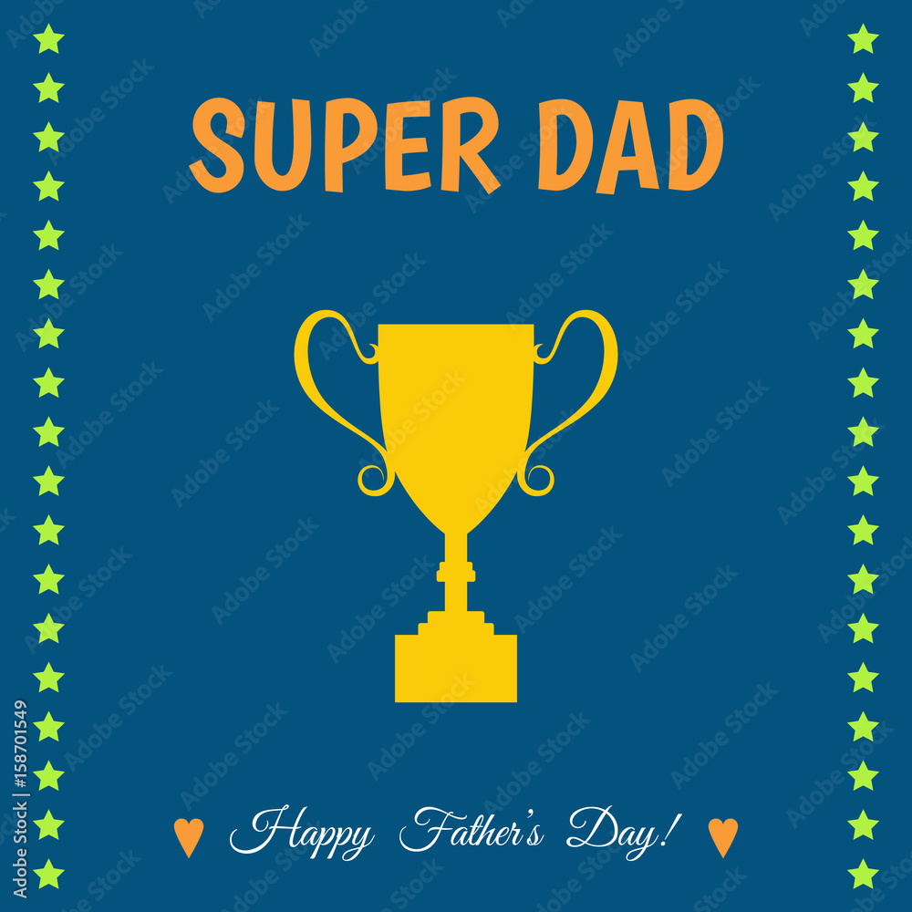 Naklejka premium Father’s Day vector greeting card with cup of the winner.