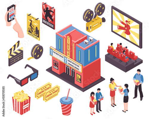Film Theatre Isometric Elements