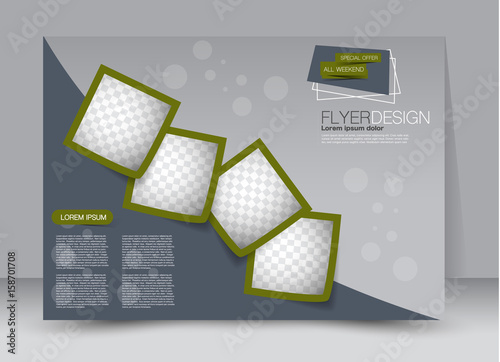 Flyer, brochure, billboard template design landscape orientation for education, presentation, website. Grey and green color. Editable vector illustration.