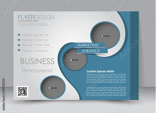 Flyer, brochure, billboard template design landscape orientation for education, presentation, website. Blue color. Editable vector illustration.