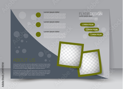 Flyer, brochure, billboard template design landscape orientation for education, presentation, website. Grey and green color. Editable vector illustration.