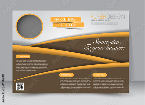 Flyer, brochure, billboard template design landscape orientation for education, presentation, website. Brown and orange color. Editable vector illustration.