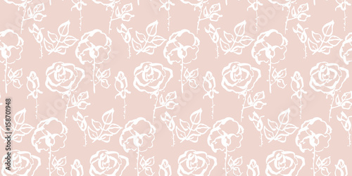 Seamless pattern bouquet of roses in bud. Beautiful pattern for decoration and design. Trendy print. Exquisite pattern of flower sketches