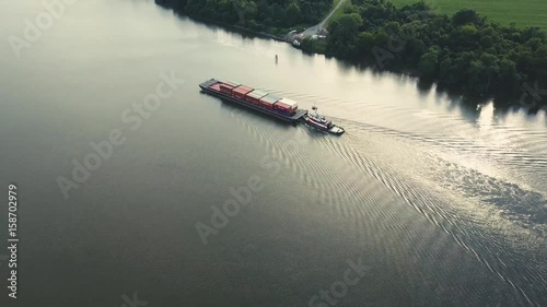 Boat on River Aerial View