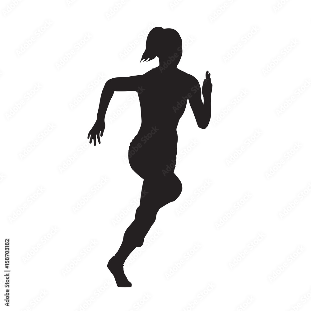 Running woman front view vector silhouette Running woman front view vector silhouette