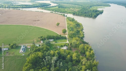 Farm on River Aerial View