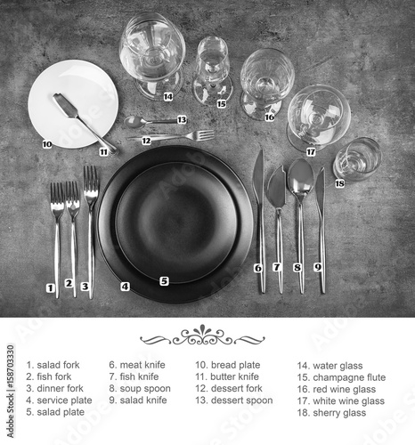 Beautiful table setting with black plates