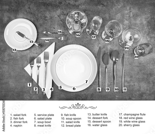 Beautiful table setting with white plates