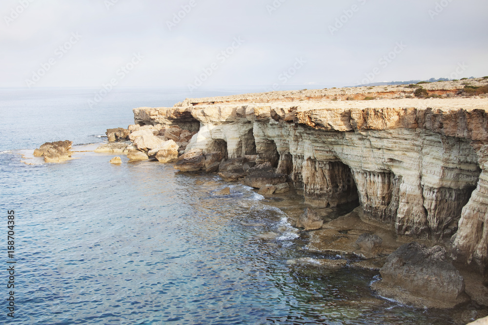 Sea caves of Cavo greco cape. Cyprus.