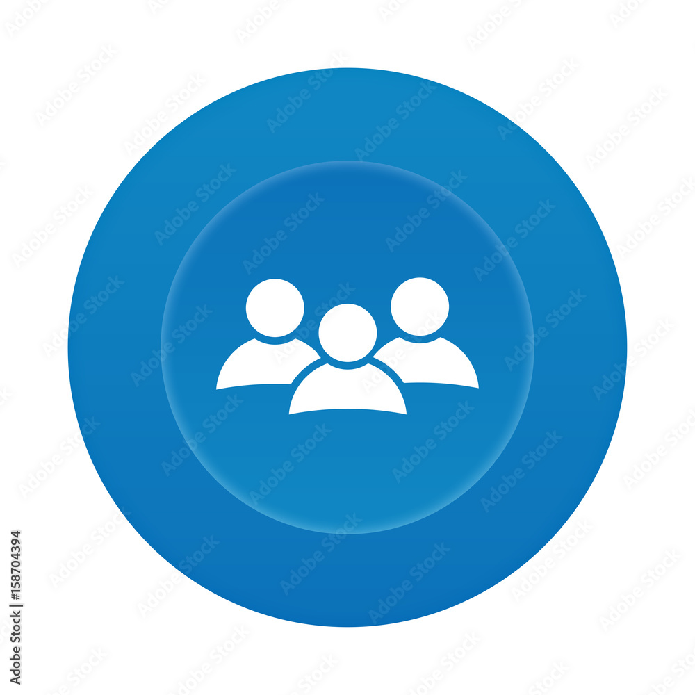 Runder 3D Button - Gruppe von Menschen Runder 3D Button - Gruppe von Menschen