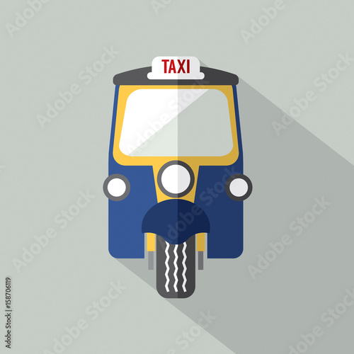 Three Wheelers Taxi Front View Vector Illustration