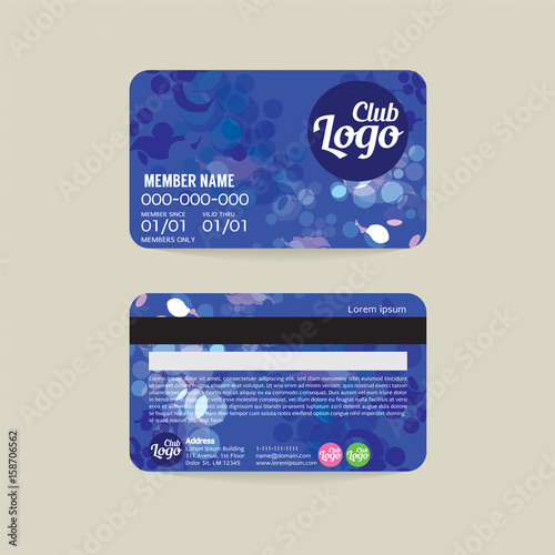 Front And Back Member Card Template Vector Illustration