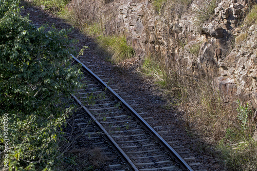 Above View of Section of Railway Track and Sleepers