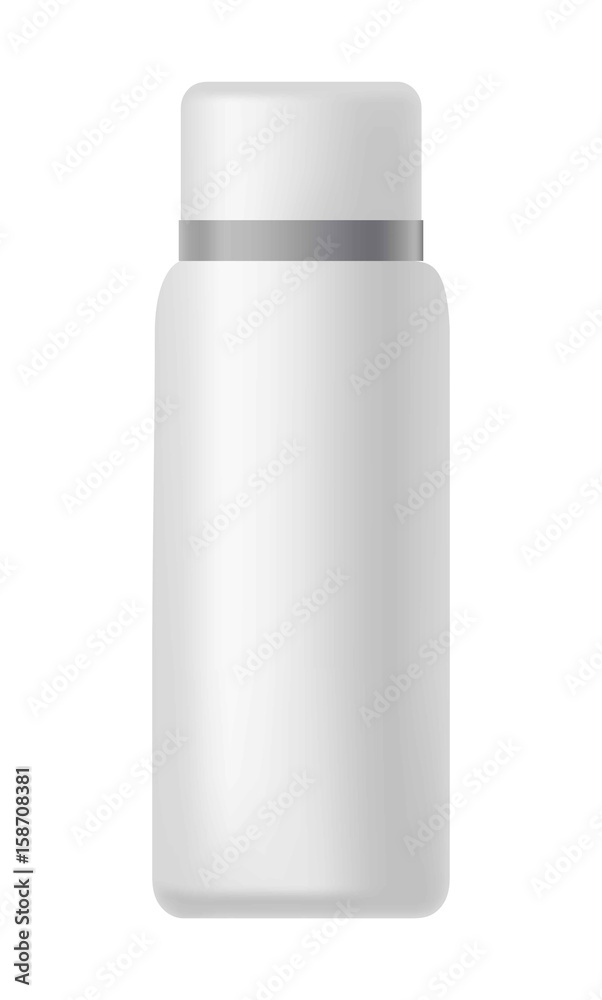White bottle with silver line on cover isolated illustration White bottle with silver line on cover isolated illustration