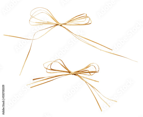 Set of beige raffia bow