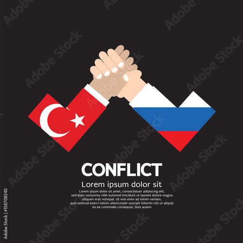 Turkey VS Russia Arm-Wrestle Vector Illustration