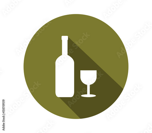 Wine bottle icon with glass