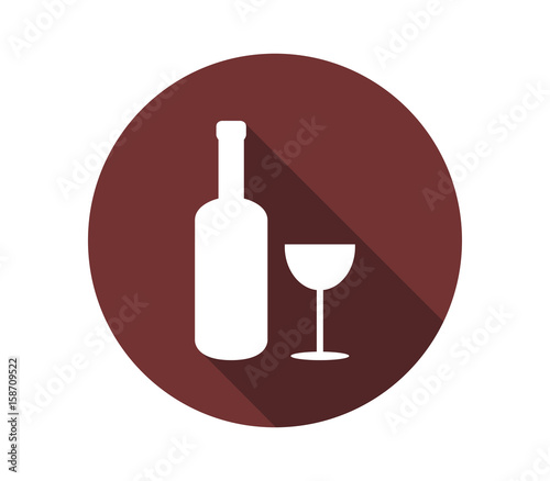 Wine bottle icon with glass