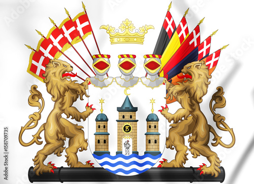 3D Copenhagen coat of arms, Denmark.  