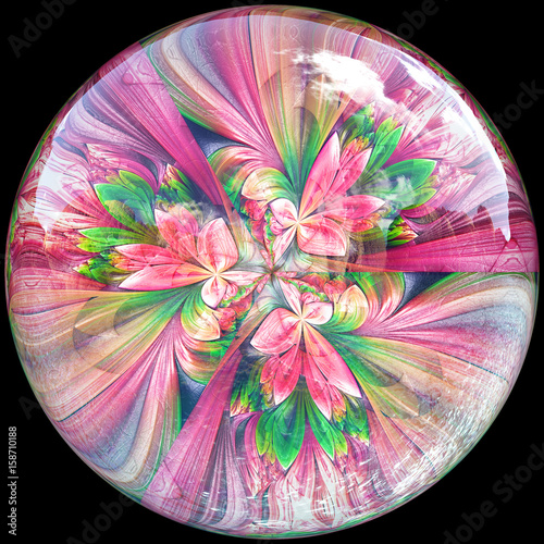 3D Glossy button with colorrful ornament photo