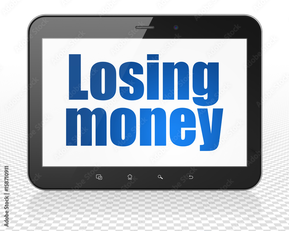Money concept: Tablet Pc Computer with Losing Money on display Money concept: Tablet Pc Computer with Losing Money on display