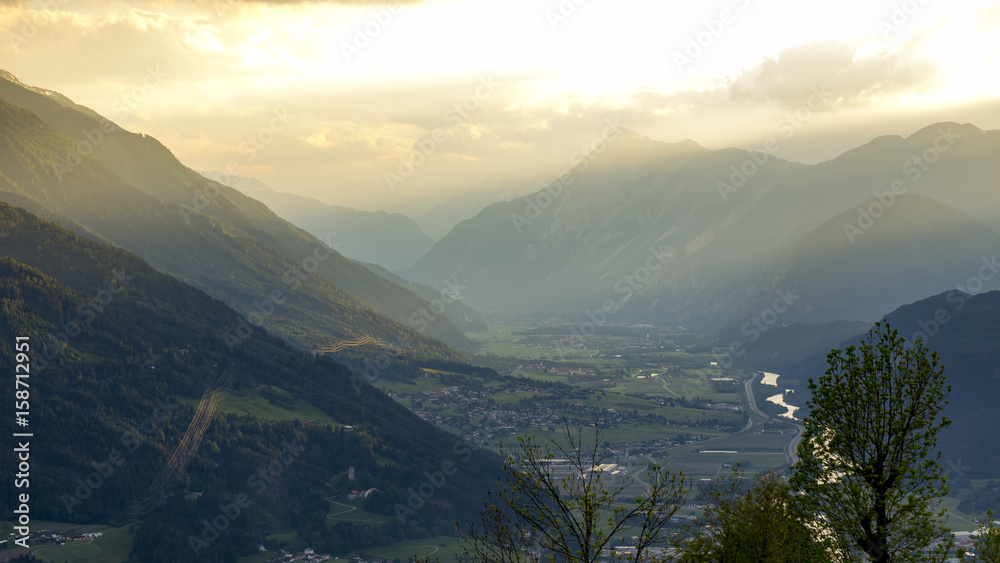 Valley at sunset at Mosern, Tyrol, Austria