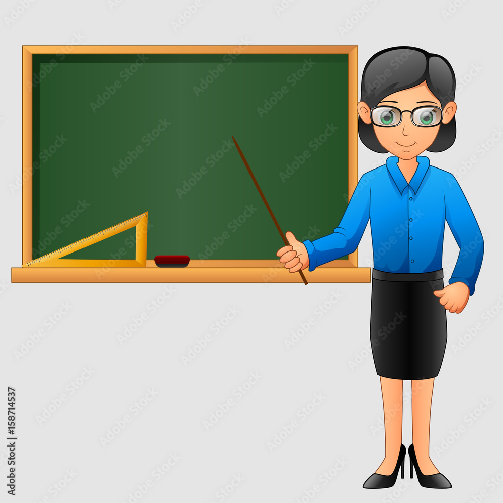 Young friendly teacher standing in classroom Young friendly teacher standing in classroom