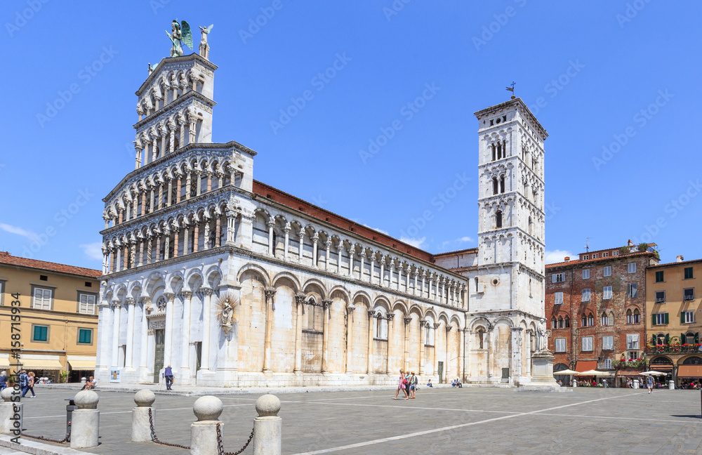 Basilica San Michele in Foro, Roman Catholic church in Lucca, Tuscany, central Italy, built over ancient Roman forum