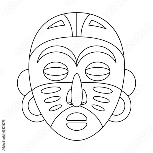 African tribal mask.African safari single icon in outline style vector symbol stock illustration web.