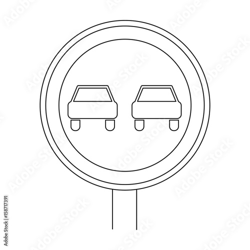Road sign "overtaking is prohibited".Car single icon in outline style vector symbol stock illustration web.