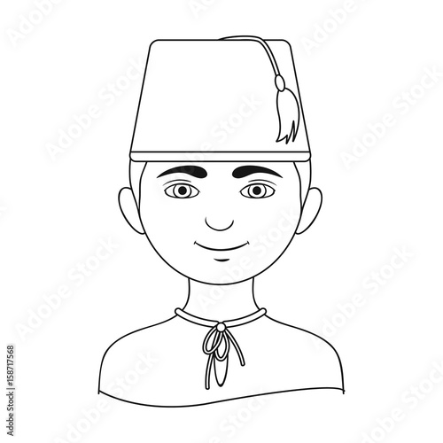 Turk..Human race single icon in outline style vector symbol stock illustration web.