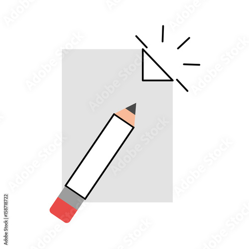 pencil school with paper isolated icon vector illustration design