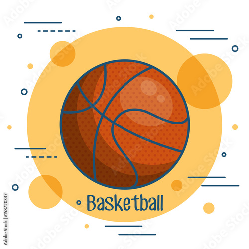 Colorful basketball icon over orange and white background vector illustration