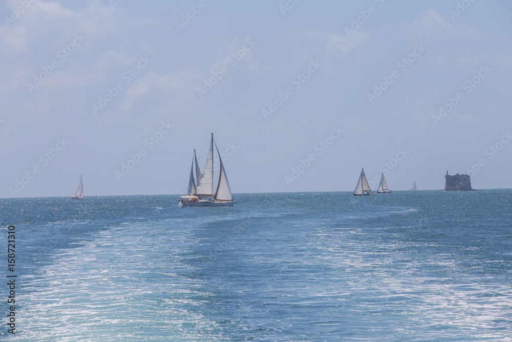 Obraz premium Sailing boats.Silent view of sailing boats on mediteran sea in Portovenere Italy