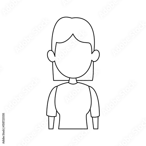 face portrait young woman cartoon vector illustration