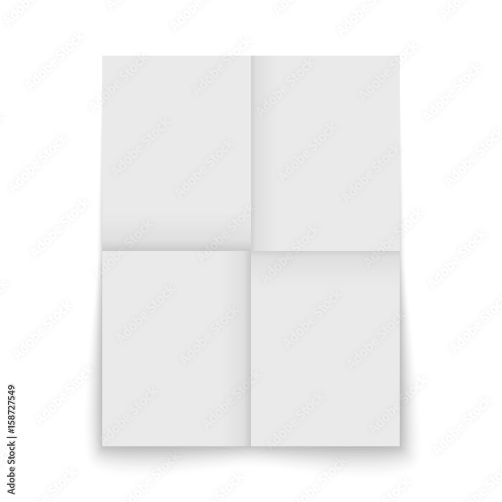 Paper sheet folded and isolated