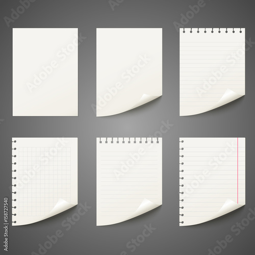 Set of different notepad sheet
