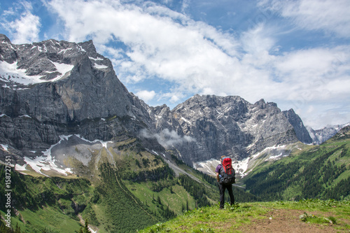 Lone hiker in the Austrian mountains