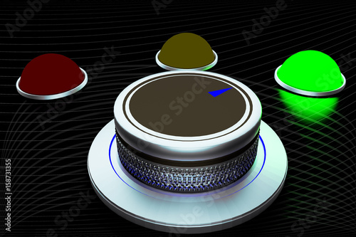 Rotary knob with colored button-display, 3d Illustration