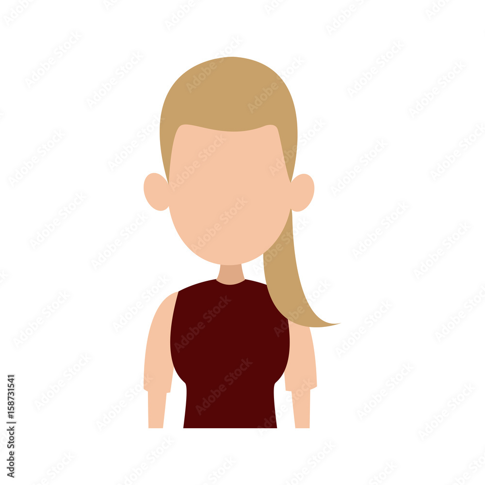 portrait woman avatar casual faceless image vector illustration