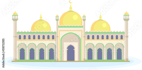 The building of the Islamic mosque in the flash style. Vector illustration.