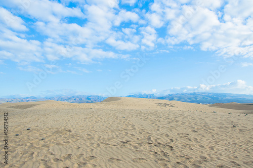 Desert with sand dunes in Gran Canaria Spain