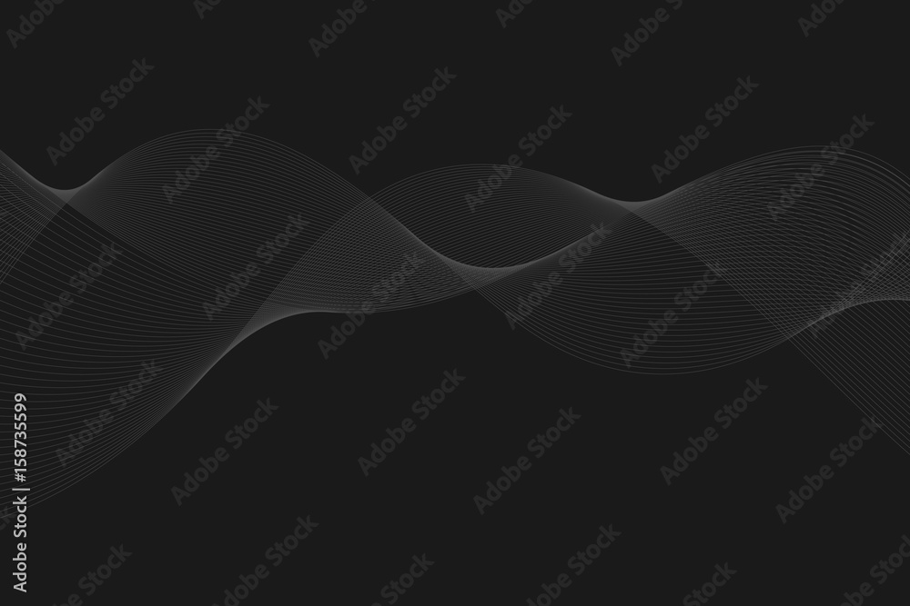 abstract wave flow smoke on dark background.vector and illustration