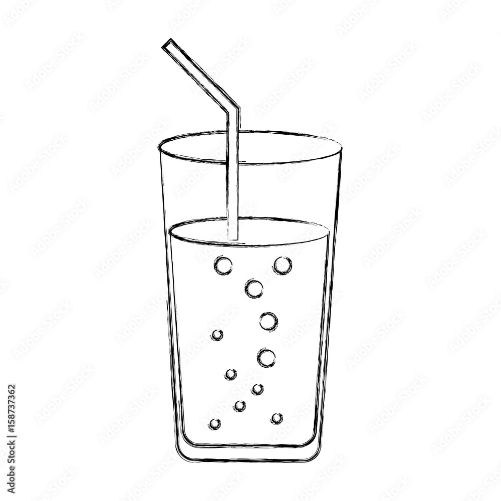 Fotografie cup glass with straw icon vector illustration design