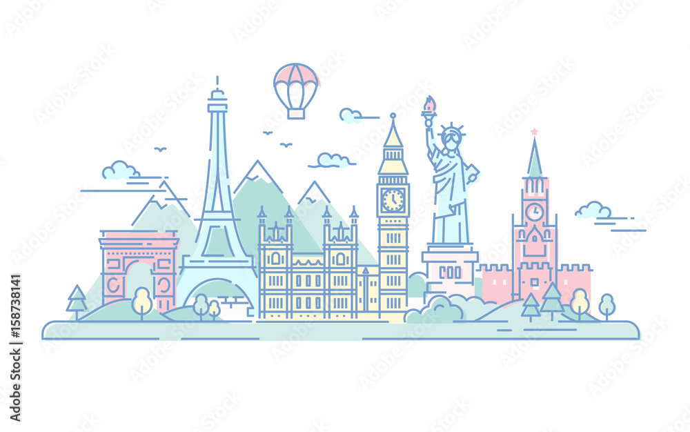 Countries - vector line travel illustration