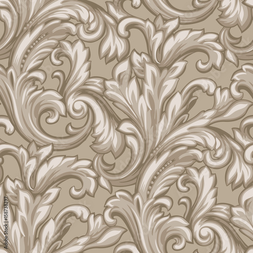 Hand drawn abstract seamlessly repeating scroll wallpaper pattern. 